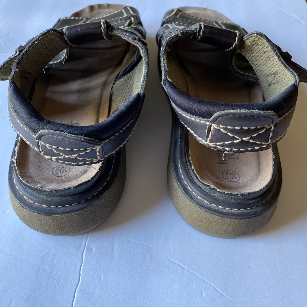 Wolfe Island - Men brown leather fisherman sandals with rubber soles, Size: 10.5 - Picture 6 of 9